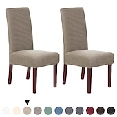 ieftine Husa scaun de sufragerie-husă pentru scaune de sufragerie husă elastică pentru scaun, moale, uni, roșu visiniu, culoare solidă, rezistentă, lavabilă, protectie de mobilier pentru petrecere în sufragerie
