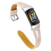 Недорогие Ремешки для часов Fitbit-Ремешок для часов для Фитбит Charge 5 Натуральная кожа Замена Ремень Металлическая застежка Регулируется Женщины мужчины Цветочный принт Браслет