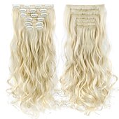 cheap Synthetic  Extensions-Synthetic Hair Curly Clip In Wig Extension 16 Clips In Hair Extension Hair Pieces Fake Hair Extension Synthetic 49 Colors