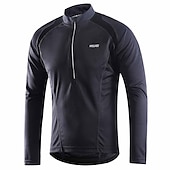 halpa Miesten pelipaidat-Arsuxeo Miesten Pyöräily jersey Alamäkeen Jersey Pitkähihainen Pyörä Villapusero 3 takataskulla Maastopyöräily Maantiepyöräily Hengittävä Nopea kuivuminen Heijastinraidat Takatasku Valkoinen Punainen