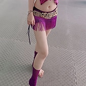 お買い得  ベリーダンスウェア-ベリーダンス ベルト その他 ビーズ タッセル 女性用 訓練 性能 ハイウエスト ポリエステル