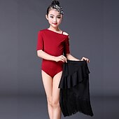 economico Abbigliamento danza per bambini-Abbigliamento da ballo per bambini Gonne Nappa Traforato Colore Puro Da ragazza Prestazioni Addestramento Manica corta Elastene