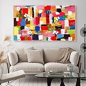 billiga Abstrakta målningar-handgjord oljemålning canvas väggkonst dekoration abstrakt konst målning färg mosaik för heminredning rullad ramlös osträckt målning