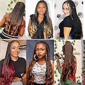 abordables Crocheter les cheveux-Lot de 6 cheveux tressés rebondissants pré-étirés 22 pouces cheveux tressés ondulés lâches pré-étirés 75/pack extensions de cheveux synthétiques boucles françaises t30 22 pouces 6 packs pour une fête