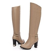 preiswerte Modische Stiefel-Kniehohe Damenstiefel mit Schnallendetail und warmem Plüschfutter – stilvolles Winterschuhwerk für die Freizeit und den Abend
