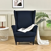 abordables Cubierta de sillón y silla sin brazo-Funda elástica de color sólido para sillón orejero, funda de licra, funda para sillón orejero, funda de color burdeos y rojo con parte inferior elástica para decoración de sala de estar y dormitorio