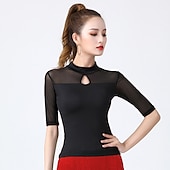 voordelige Latin danskleding-Latijnse dans Top Effen Gesplitst Dames Opleiding Prestatie Halve mouw Hoog Spandex