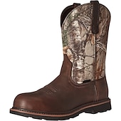 abordables Cowboy y botas occidentales-Hombre Botas Botas cowboy Vintage Clásico Exterior PU Color de árbol grande Marrón Invierno
