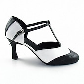 cheap Ballroom Shoes &amp; Modern Dance Shoes-Women's Black and White T-Strap Latin Dance Shoes – Two-Tone Ballroom Heels for Salsa &amp; Performance