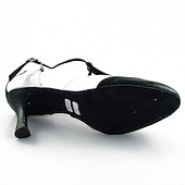 cheap Ballroom Shoes &amp; Modern Dance Shoes-Women's Black and White T-Strap Latin Dance Shoes – Two-Tone Ballroom Heels for Salsa &amp; Performance