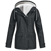 abordables ropa exterior activa para mujer-chaqueta de lluvia para mujer impermeable chaqueta de lana de senderismo invierno al aire libre cálido impermeable polar a prueba de viento con capucha parka prendas de vestir exteriores rompevientos gabardina superior con cremallera completa esquí pesca