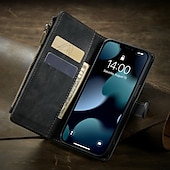 Недорогие Чехлы для iPhone-Ретро-кошелек с молнией PU кожа чехол для iPhone для iPhone 16 15 14 13 12 11 Pro Max XR XS 8 7 Plus – флип-крышка с отверстиями для карт магнитная застежка и функция подставки