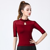 voordelige Latin danskleding-Latijnse dans Top Effen Gesplitst Dames Opleiding Prestatie Halve mouw Hoog Spandex