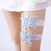 billiga Strumpeband till bröllop-Satäng Blomstil Bröllopskläder Med Applikationsbroderi Strumpeband Bröllop