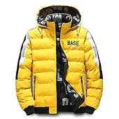abordables Manteaux &amp; vestes-Homme Manteau d&#039;hiver Veste d&#039;Hiver Doudoune Veste matelassée Poche Full Zip Imprimer Extérieur Plein Air du quotidien Normal Sportif Décontractées Chaud Respirable Automne Hiver Lettre Noir Jaune