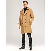 billiga Trenchcoat för män-Vinterkappa Rock Peacoat Trenchcoat Företag Ledigt Höst Vinter 95% polyester 5% bomull Ytterkläder Kläder Hakslag