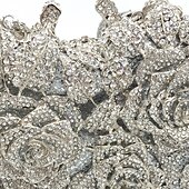 levne Psaníčka a kabelky na večer-Dámské Večerní Bag Psaníčko Spojkové vaky Slitina Párty Večírek Štando Křišťály Řetízek Štras Květiny Stříbrná Zlatá