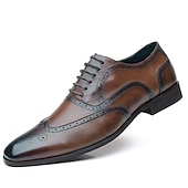 billige Formell-brune oxford-kjolesko for menn – klassiske brogue-sko i kunstskinn med snøring til forretninger, bryllup og formelle anledninger