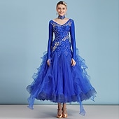 levne Oblečení do tanečního sálu-Standardní tance Šaty Štras Výšivka Dámské Výkon Trénink Dlouhý rukáv Spandex Organza