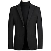 preiswerte Herren Klassische Blazer-Herren Wollmantel Blazer Sakko Hochzeit B¨¹ro Büro / Geschäftlich Modisch Klassicher Stil Herbst Wolle Feste Farbe warm Warm Einreihiger Verschluss Blazer Schwarz Wein Marineblau Grau