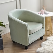 cheap Armchair Cover &amp; Armless Chair Cover-Velvet Club Chair Barrel Chair Slipcover Tub Chair Cover with Seat Cushion Cover Non Slip Furniture Protector Couch Cover with Elastic Bottom for Hotel Bar,Sage Green