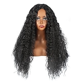 Synthetische pruiken Gekruld Middelste stuk Machinegemaakt Pruik Lang Zwart Synthetisch haar Dames Feest Modieus Makkelijk mee te nemen Zwart voordelige Synthetische trendy pruiken-Synthetische pruiken Gekruld Middelste stuk Machinegemaakt Pruik Lang Zwart Synthetisch haar Dames Feest Modieus Makkelijk mee te nemen Zwart