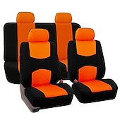 baratos Capas para bancos de automóveis-Capa de Assento de Carro Conjunto Completo Protetores de Banco Dianteiro e Traseiro Acento Bicolor Ajuste Universal 5 Passageiros