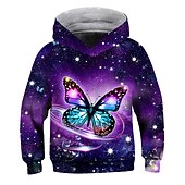 tanie Dziewczęca wizja 3D i blask-Dla dziewczynek 3D Zwierzę Motyl Bluza z Kapturem Długi rękaw Druk 3D Jesień Zima Aktywny Sport Moda Dzieci 3-12 lat Na zewnątrz Codzienny w pomieszczeniach Regularny