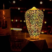 baratos Lâmpadas Filamento de LED-6 peças 3 peças 1 peça lâmpada 3d de fogos de artifício st64 lâmpada led 5w e27 e26 rgb fada estrela brilho decoração lâmpada festa lâmpada de vitral ac220v ac120v