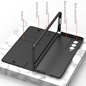 Недорогие Чехлы для Samsung-Чехол для телефона для Samsung Galaxy Z Fold 5 Z Fold 4 Z Fold 3 Z Fold 2 полный корпус чехол для карт пылезащитный двусторонний однотонный PU кожа