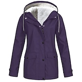 abordables ropa exterior activa para mujer-chaqueta de lluvia para mujer impermeable chaqueta de lana de senderismo invierno al aire libre cálido impermeable polar a prueba de viento con capucha parka prendas de vestir exteriores rompevientos gabardina superior con cremallera completa esquí pesca