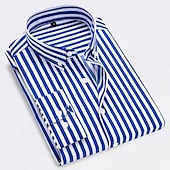 economico Camicie Button Down da uomo-Per uomo Camicie Camicia a righe Camicia abbottonata Camicia con colletto A strisce Matrimonio Ufficio Nero / Bianco Bianco Rosso Blu marino Manica lunga Abbigliamento Collage