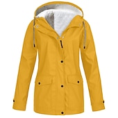 abordables ropa exterior activa para mujer-chaqueta de lluvia para mujer impermeable chaqueta de lana de senderismo invierno al aire libre cálido impermeable polar a prueba de viento con capucha parka prendas de vestir exteriores rompevientos gabardina superior con cremallera completa esquí pesca