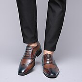 billige Formell-brune oxford-kjolesko for menn – klassiske brogue-sko i kunstskinn med snøring til forretninger, bryllup og formelle anledninger