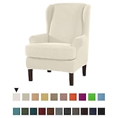 abordables Cubierta de sillón y silla sin brazo-Funda de sillón con respaldo alto, funda de sillón elástica, funda de sofá con funda de cojín en T, color liso, burdeos, rojo, suave y duradera