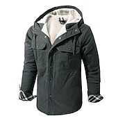 preiswerte Pufferjacken-Herren Hoodie Jacke Winter Draussen Warm Oberbekleidung Winterjacken Sherpa-Jacke Jagd Camping / Wandern / Höhlenforschung Reisen Schwarz Kaki Grau
