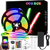 billiga COB Strip Lights-32.8ft 10m cob wifi led smarta strip-ljus juldekor musik sync rgb färg ändras med arbete med alexa google för sovrum hem tv bakgrundsbelysning DIY inredning