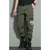 economico Pantaloni cargo-Per uomo Pantaloni cargo Pantaloni Abbigliamento tecnico Vita elastica Multi tasca Alfabetico Geometria All&#039;aperto Sport Lunghezza intera Informale Giornaliero Athleisure Verde militare Nero