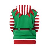 billige Morsomme julegensere og -gensere-Alv Jerseysjakke Hattetrøje Alvekostyme Pullover 3D-utskrift Par Herre Dame Jul Karneval Maskerade Jul Spesiell Voksne Fest Jul Feriereise Topp