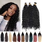 abordables Crocheter les cheveux-crochet cheveux bouclés vague d&#039;eau crochet cheveux bouclés tressage cheveux bouclés crochet cheveux pour les femmes noires marlybob crochet cheveux 14 pouces 14 pouces 3 packs