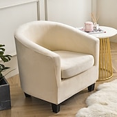 cheap Armchair Cover &amp; Armless Chair Cover-Velvet Club Chair Barrel Chair Slipcover Tub Chair Cover Couc Furniture Protector with Seat Cushion Cover Elastic Bottom Soft for Hotel Bar Counter Living Room