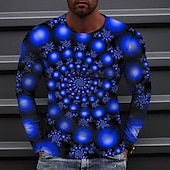 お買い得  3D Tシャツ-男性用 グラフィック 円形 Tシャツ 長袖 Tシャツ 3Dプリント ラウンドネック シャツ ファッション デザイナー カジュアル カジュアル 日常 週末 ブラック イエロー ルビーレッド 春 &amp; 秋 季節の変わり目 衣類 標準 S M L XL 2XL 3XL 4XL