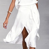 abordables Robes de Diplôme-Robe trapèze femme robe mi-longue blanc noir gris sans manches couleur pure fendu printemps été épaule froide personnalisé élégant élégant ample 2023 s m l xl xxl