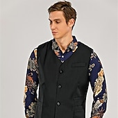preiswerte Men&#039;s Vest-Herren Anzugweste Weste Formal Hochzeit Arbeit Karriere/ Zeremonie / Hochzeit Modisch 1920s Ganzjährig Polyester Einfarbig V Ausschnitt Schlank Wein Schwarz Weiß Marinenblau Weste