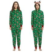 cheap Pajamas-Family Christmas Family Pajamas Pajamas Deer Sports Print Red Royal Blue Green Long Sleeve Mommy And Me Outfits Active Matching Outfits