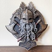 abordables sculptures murales-Viking berserker double hache décoration murale plaque décoration de maison décoration de jardin résine décoration de la maison artisanat