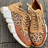 economico Sneakers da donna-sneakers da donna con stampa leopardata - scarpe sportive casual con lacci e suola spessa per un uso quotidiano alla moda
