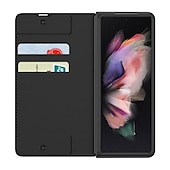 Недорогие Чехлы для Samsung-Чехол для телефона для Samsung Galaxy Z Fold 5 Z Fold 4 Z Fold 3 Z Fold 2 полный корпус чехол для карт пылезащитный двусторонний однотонный PU кожа