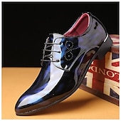 cheap Formal-Men&#039;s Patent Leather Oxford Dress Shoes - Red and Black, Ideal for Formal Events and Parties