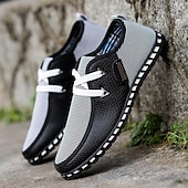 preiswerte Herrenpantoletten &amp; -slipper-schwarz-weiße gewebte Slip-On-Freizeitschuhe für Herren für Komfort und Stil